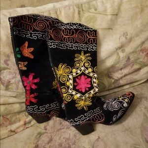 Turkish style colorfully stitched boots